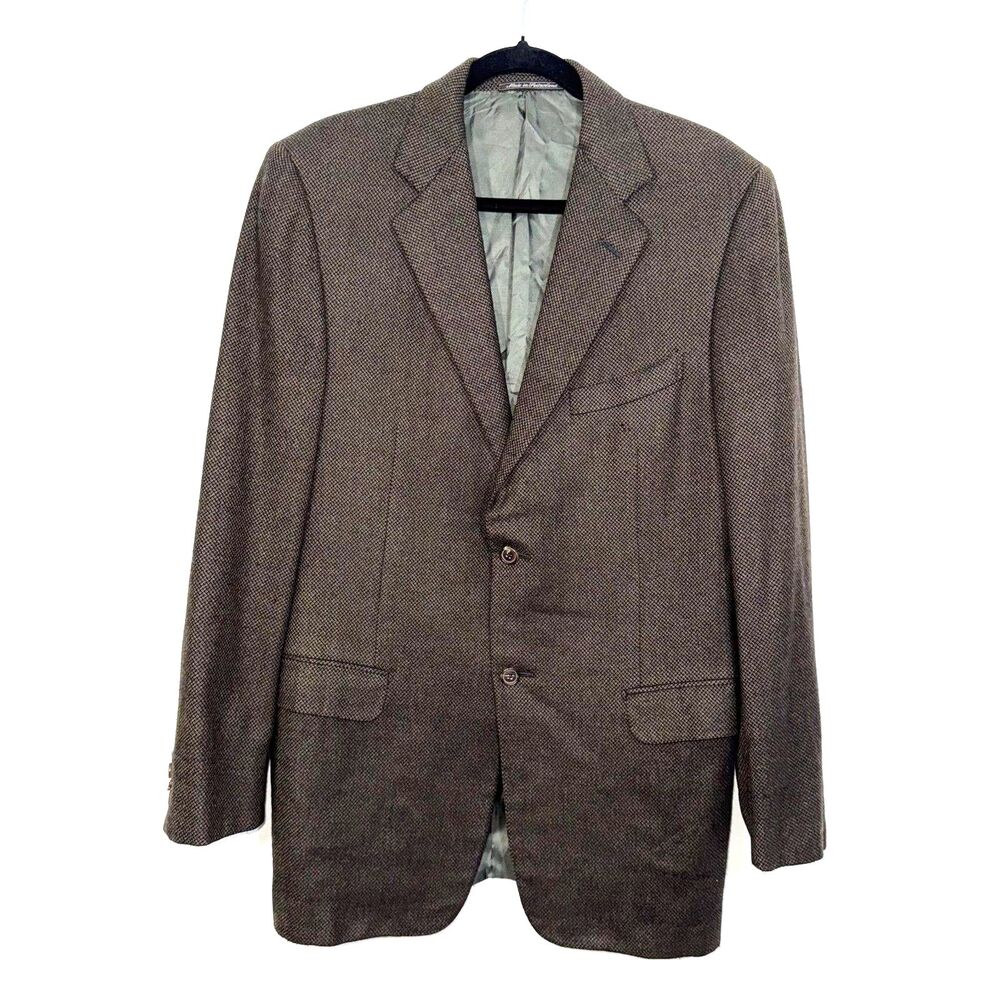 Ermenegildo Zegna Wool Diamond Print Two Button Blazer - Brown/Black US 42L